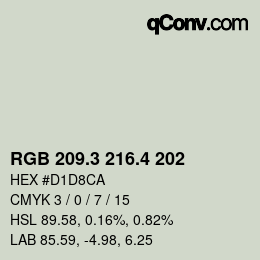 カラーコード: RGB 209.3 216.4 202 | qconv.com