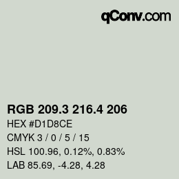 カラーコード: RGB 209.3 216.4 206 | qconv.com
