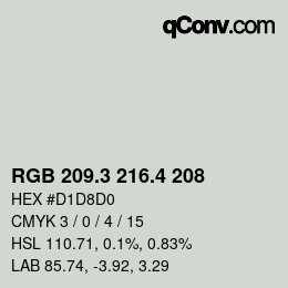 カラーコード: RGB 209.3 216.4 208 | qconv.com
