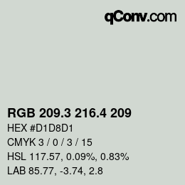 カラーコード: RGB 209.3 216.4 209 | qconv.com