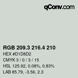 カラーコード: RGB 209.3 216.4 210 | qconv.com