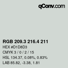 カラーコード: RGB 209.3 216.4 211 | qconv.com
