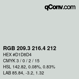 カラーコード: RGB 209.3 216.4 212 | qconv.com