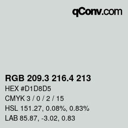 カラーコード: RGB 209.3 216.4 213 | qconv.com