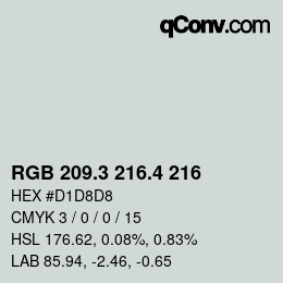 カラーコード: RGB 209.3 216.4 216 | qconv.com