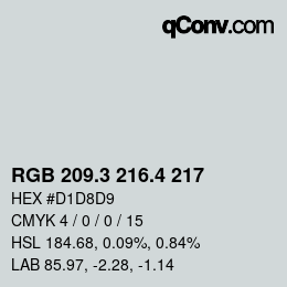 カラーコード: RGB 209.3 216.4 217 | qconv.com