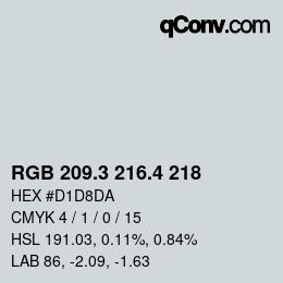 カラーコード: RGB 209.3 216.4 218 | qconv.com