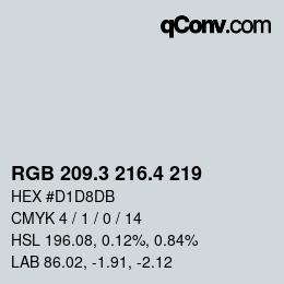 カラーコード: RGB 209.3 216.4 219 | qconv.com