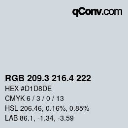カラーコード: RGB 209.3 216.4 222 | qconv.com