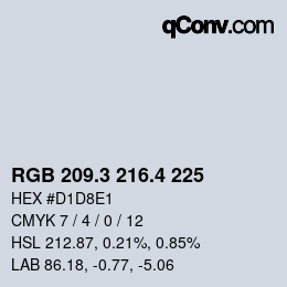 カラーコード: RGB 209.3 216.4 225 | qconv.com