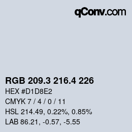 カラーコード: RGB 209.3 216.4 226 | qconv.com