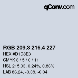 カラーコード: RGB 209.3 216.4 227 | qconv.com