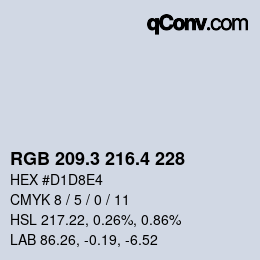 カラーコード: RGB 209.3 216.4 228 | qconv.com