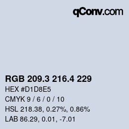カラーコード: RGB 209.3 216.4 229 | qconv.com