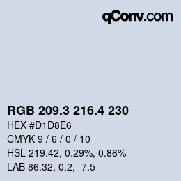 カラーコード: RGB 209.3 216.4 230 | qconv.com