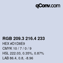 カラーコード: RGB 209.3 216.4 233 | qconv.com