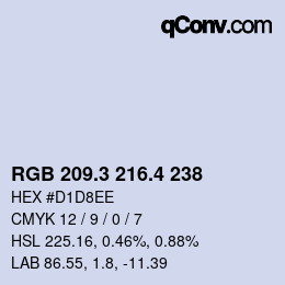 カラーコード: RGB 209.3 216.4 238 | qconv.com
