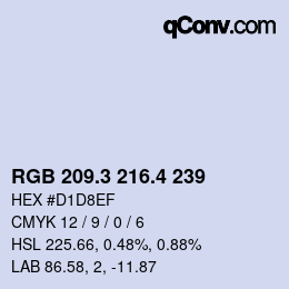 カラーコード: RGB 209.3 216.4 239 | qconv.com