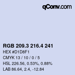 カラーコード: RGB 209.3 216.4 241 | qconv.com