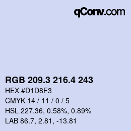 カラーコード: RGB 209.3 216.4 243 | qconv.com