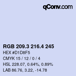 カラーコード: RGB 209.3 216.4 245 | qconv.com