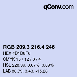 カラーコード: RGB 209.3 216.4 246 | qconv.com