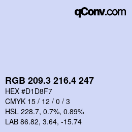 カラーコード: RGB 209.3 216.4 247 | qconv.com