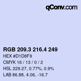 カラーコード: RGB 209.3 216.4 249 | qconv.com