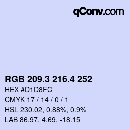 カラーコード: RGB 209.3 216.4 252 | qconv.com