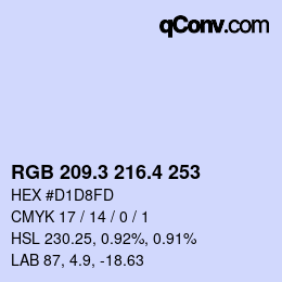 カラーコード: RGB 209.3 216.4 253 | qconv.com