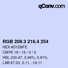 カラーコード: RGB 209.3 216.4 254 | qconv.com