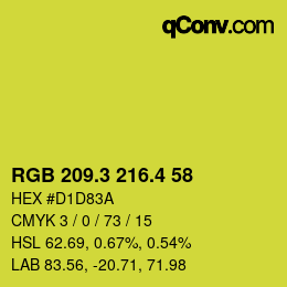 カラーコード: RGB 209.3 216.4 58 | qconv.com