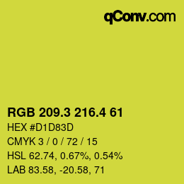 カラーコード: RGB 209.3 216.4 61 | qconv.com