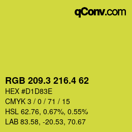 カラーコード: RGB 209.3 216.4 62 | qconv.com