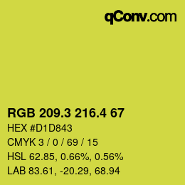 カラーコード: RGB 209.3 216.4 67 | qconv.com