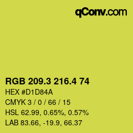 カラーコード: RGB 209.3 216.4 74 | qconv.com