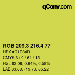 カラーコード: RGB 209.3 216.4 77 | qconv.com