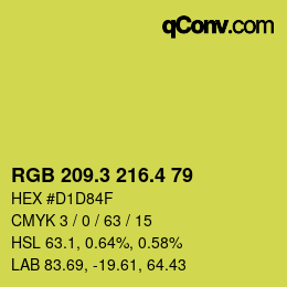 カラーコード: RGB 209.3 216.4 79 | qconv.com