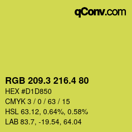 カラーコード: RGB 209.3 216.4 80 | qconv.com