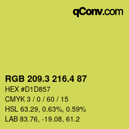 カラーコード: RGB 209.3 216.4 87 | qconv.com