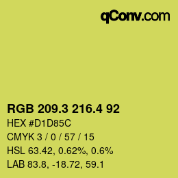 カラーコード: RGB 209.3 216.4 92 | qconv.com