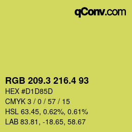 カラーコード: RGB 209.3 216.4 93 | qconv.com