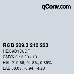 カラーコード: RGB 209.3 216 223 | qconv.com