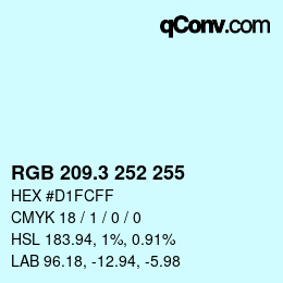 カラーコード: RGB 209.3 252 255 | qconv.com