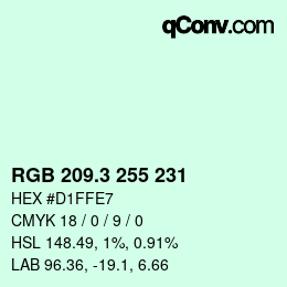 カラーコード: RGB 209.3 255 231 | qconv.com