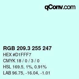 カラーコード: RGB 209.3 255 247 | qconv.com