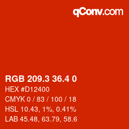 カラーコード: RGB 209.3 36.4 0 | qconv.com