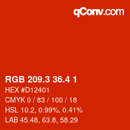カラーコード: RGB 209.3 36.4 1 | qconv.com