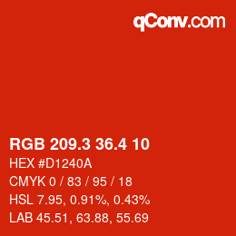 カラーコード: RGB 209.3 36.4 10 | qconv.com