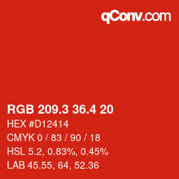 カラーコード: RGB 209.3 36.4 20 | qconv.com